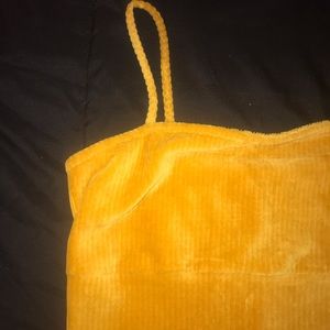 Yellow Velvet Tight Dress